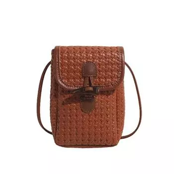Новая женская сумка, модная плетеная сумка через плечо. коричневый