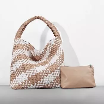 Новая женская сумка, модная плетеная сумка-ведро для женщин, ручная сумка через плечо коричневый