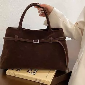 Новая женская сумка, модная стильная замшевая сумка, универсальная, высокого класса, сумка на одно плечо коричневый