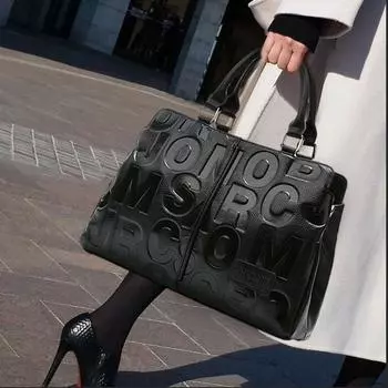 Новая женская сумка модная тисненая буква высокого класса коровья кожа кроссбоди сумка через плечо чёрный