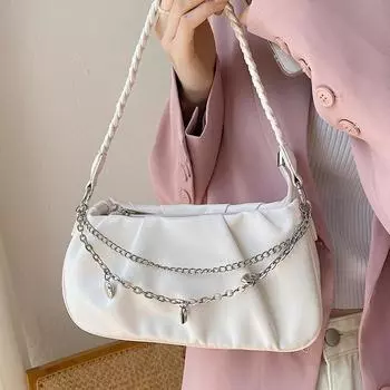 Новая женская сумка на одно плечо с однотонной цепочкой и декором в виде облака, модная простая универсальная сумка под мышкой
