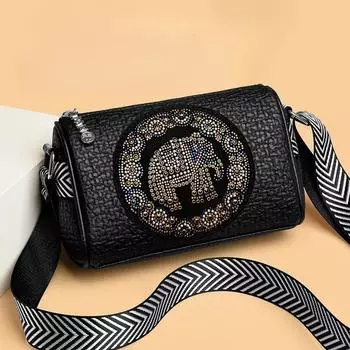 Новая женская сумка на одно плечо с диагональным ремнем и узором «слон», большая вместимость, сумка-мешок для мамы с инкрустацией из бриллиантов