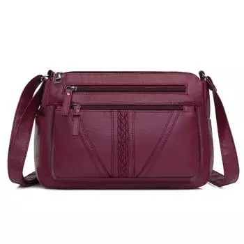 Новая женская сумка на плечо из промытой водой кожи, мягкая кожаная сумка через плечо, винтажная модная простая многослойная женская сумка для мам среднего возраста 26x10x18cm