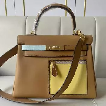 Новая женская сумка Pocket 28 Splicing Color Blocking Top Layer Cowhead Inner Short Bag Shoulder Crossbody Handbag 25x10x16cm синий