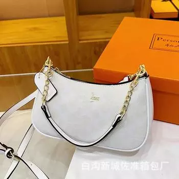 Новая женская сумка подмышку Классическая универсальная сумка-мессенджер Цепочка Принт На плечо Сумка-полумесяц белый