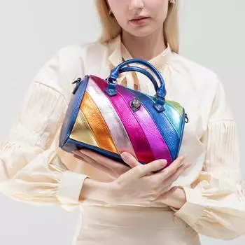 Новая женская сумка с контрастными цветами и радужной строчкой, сумка через плечо на одно плечо, сумка Boston Handbag для женщин разноцветный