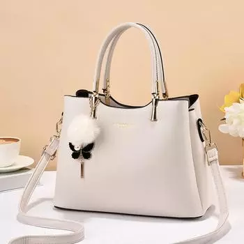 Новая женская сумка с подвеской в виде бабочки и нечеткого шара, текстурированная сумка большой емкости на одно плечо, сумка через плечо чёрный