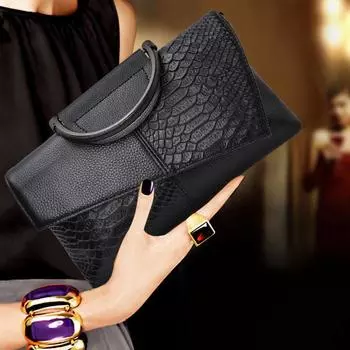 Новая женская сумка с принтом в виде змеи и роскошным многофункциональным кожаным кошельком чёрный