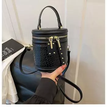 Новая женская сумка, сумка-ведро в стиле ретро, сумка через плечо, модная и высококлассная, портативная сумка-мессенджер большой вместимости. чёрный