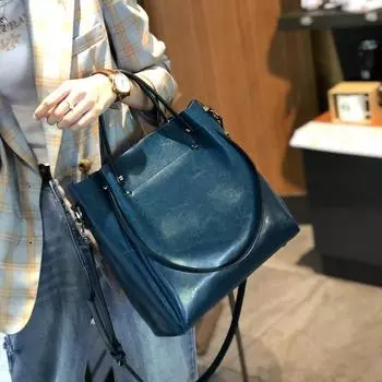 Новая женская сумка-тоут, большая вместительная сумка через плечо для переноски в руке, женская кожаная сумка через плечо