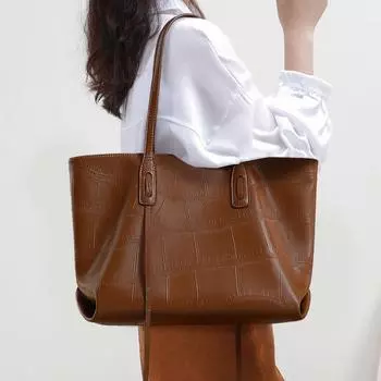 Новая женская сумка-тоут из натуральной кожи, большая вместительная сумка для поездок на работу, сумка через плечо