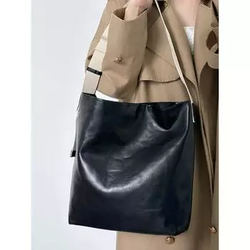 Новая женская сумка-тоут, повседневная, ленивая, в стиле мессенджер, большая вместимость, ретро-сумка-ведро, сумка подмышкой чёрный