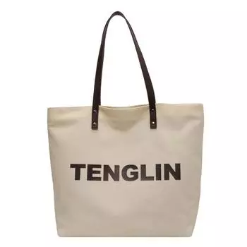 Новая женская сумка-тоут с буквенным принтом Женская сумка Холщовая сумка Модная и простая сумка на одно плечо Трендовая сумка бежевый