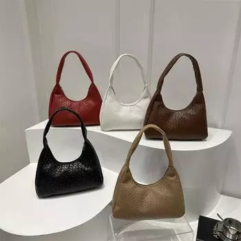 Новая женская сумка-тоут во французском стиле из искусственной кожи на одно плечо, сумка через подмышку, роскошная дизайнерская сумка, дорожная тканая сумка-хобо 29x8x22cm чёрный