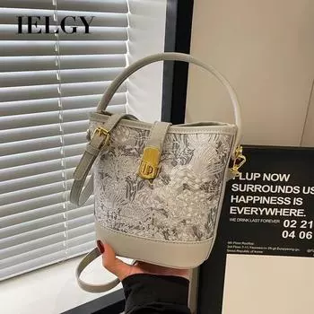 Новая женская сумка в китайском стиле, новинка лета 2024 года, новая сумка-ведро с вышивкой в национальном стиле, универсальная сумка через плечо в иностранном стиле чёрный