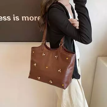 Новая женская сумка в стиле ретро, простая, темпераментная, сумка через плечо для поездок на работу, сумка-тоут большой емкости Niche Design