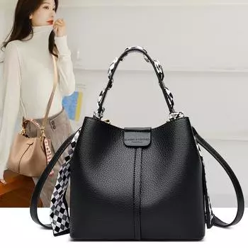 Новая женская сумка-ведро, сумка для овощей, средняя сумка, однотонная, простая сумка через плечо для женщин