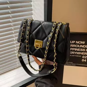 Новая женская сумка весны 2024 года, простая и модная маленькая квадратная сумка с ромбовидной сеткой, универсальная сумка через плечо в корейской версии, текстурная цепочка