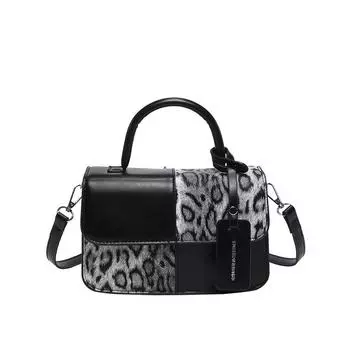Новая женская сумка, высококачественная, с леопардовым принтом, небольшого размера, квадратной формы. чёрный