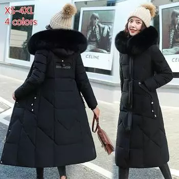 Новая женская свободная куртка средней длины, зимняя толстая куртка 3XL хаки