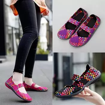 Новая женская тканая обувь большого размера, спортивная повседневная обувь 35–42 35 чёрный