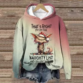 Новая женская толстовка с капюшоном, модная, с изображением животных и кошек, с цветными блоками, 3D-принтом, для рождественской вечеринки, женская, с длинными рукавами и принтом кошек в стиле Харадзюку S