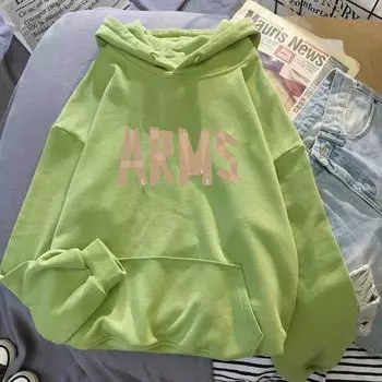 Новая женская толстовка с капюшоном с буквенным принтом для мужчин и женщин, модная повседневная толстовка в корейском стиле для ленивых S