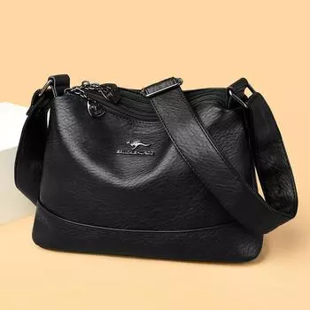 Новая женская трехслойная большая вместительная ретро модная простая мягкая и универсальная сумка через плечо для мам среднего возраста