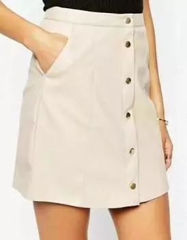 Новая женская юбка стильная кремовая из натуральной мягкой овчины ручной работы для вечеринки и торжества S кремовый