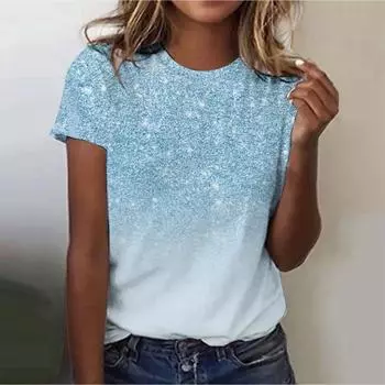 Новая женская уличная модная футболка Dreamy Star 3D Printed Short Sleeve Универсальный повседневный свободный топ с круглым вырезом Женская одежда S