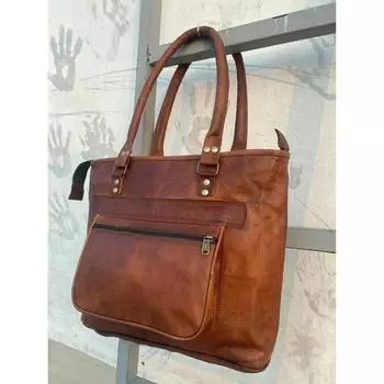 Новая женская винтажная сумка на плечо из натуральной кожи, коричневая сумка для покупок, сумка-тоут 12 x 16 x 4 in коричневый