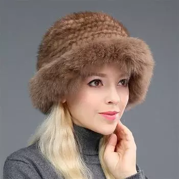 Новая женская зимняя шапка, роскошная вязаная бейсбольная шапка из натурального соболя, теплая шапка из натуральной лисьей кожи для девочек, мягкая шапка из 100% чистого соболя One Size коричневый