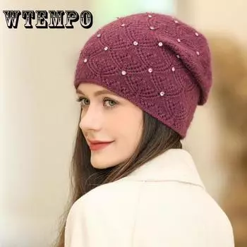 Новая женская зимняя шапка, уличная теплая шапка, модная декоративная шапка-бини для женщин, повседневная вязаная шапка