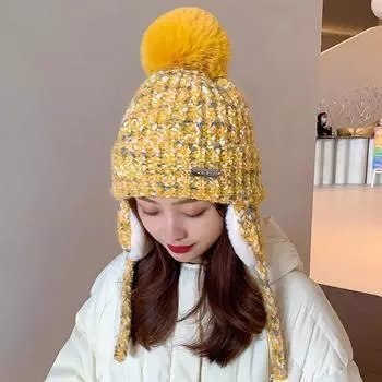 Новая женская зимняя теплая вязаная шапка с капюшоном, уличные защитные шапки, теплая толстая вязаная велосипедная шапка, шарф, ветрозащитные холодные шапки one size