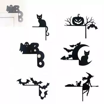 Новая жуткая тыква ведьма дверной уголок украшение деревянная черная дверная декоративная тарелка дверной топпер декор Хэллоуин тыква