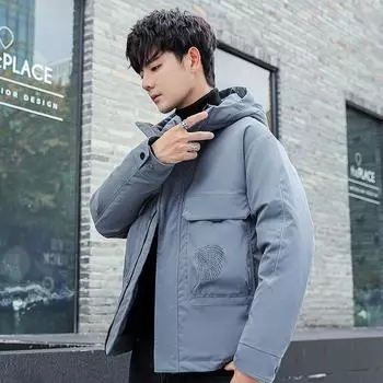 Новая зимняя базовая популярная мужская пуховая куртка, не требующая глажки, модная городская куртка с капюшоном и лацканами M