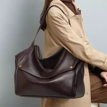 Новая зимняя большая вместительная кожаная сумка на одно плечо в европейском и американском стиле, мягкая сумка Pitot, простая повседневная женская