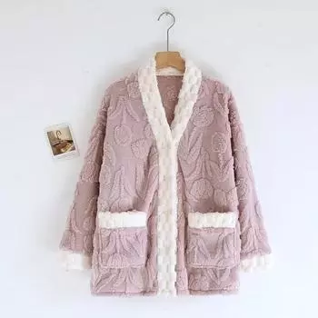 Новая зимняя цельная фланелевая пижама с утолщенным коралловым флисом, женская симпатичная домашняя одежда с длинными рукавами, одежда для сна M