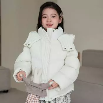 Новая зимняя детская одежда в корейском стиле для мальчиков и девочек, короткая мягкая утолщенная стеганая куртка, детский пуховик 110cm белый