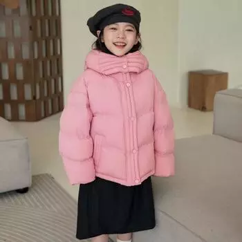 Новая зимняя детская одежда в корейском стиле для мальчиков и девочек, короткая мягкая утолщенная стеганая куртка, детский пуховик 110cm белый