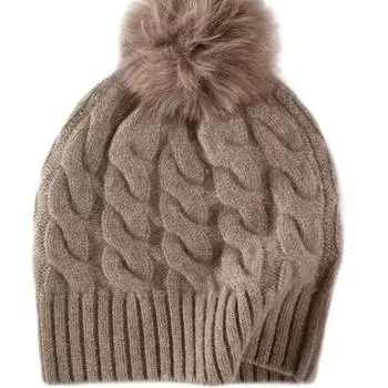 Новая зимняя детская вязаная шапка Twist для женщин с меховым помпоном, толстая плюшевая шапка, однотонная женская теплая лыжная зимняя шапка Skullies One size