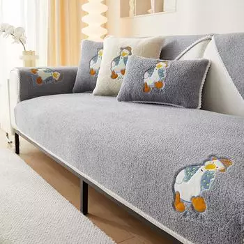 Новая зимняя диванная подушка Meiziran, красивая бархатная нескользящая диванная подушка с бархатным принтом, мягкая и удобная диванная подушка, которую можно стирать в машине 30*50cm, pillowcase серый