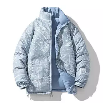 Новая зимняя двусторонняя мужская и женская одежда на пуху с хлопковой подкладкой, динамичная повседневная модная куртка для пар с воротником-стойкой, куртка с хлопковой подкладкой S