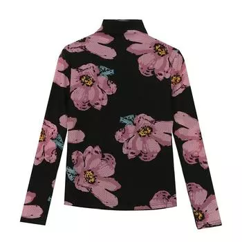 Новая зимняя футболка с принтом и длинными рукавами, модная облегающая футболка и бархатная базовая рубашка-пуловер S