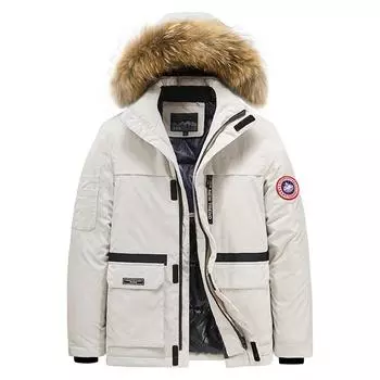 Новая зимняя хлопковая одежда, мужская, большого размера, утолщенная, теплая, повседневная, однотонная, простая, модная, с меховым воротником, хлопковая одежда M