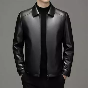 Новая зимняя кожаная куртка-пуховик мужская модная тонкая 90% белая утиная пуховая мужская стираная куртка из искусственной кожи M