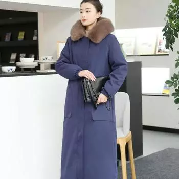 Новая зимняя куртка для мам, утолщенная парка из искусственного меха со съемной подкладкой и модель длиной до колена M чёрный