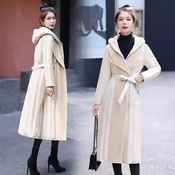 Новая зимняя куртка из двух частей Splicing Fake с капюшоном средней длины на 90% из белого утиного пуха S чёрный