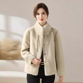 Новая зимняя куртка из искусственного норкового бархата для женщин среднего и пожилого возраста, зимняя одежда с отворотом, утолщенный модный меховой топ XL кофейный