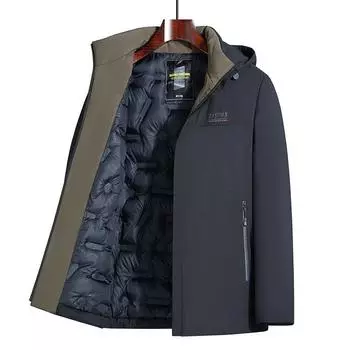 Новая зимняя куртка на хлопковой подкладке для мужчин, для папы среднего возраста со съемным капюшоном, легкая деловая мужская куртка 175